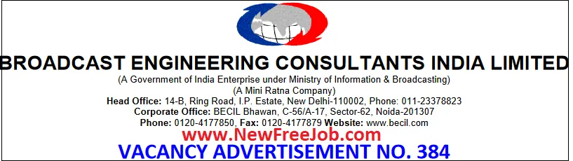 Broadcast Engineering Consultants India Limited Vacancy 2023