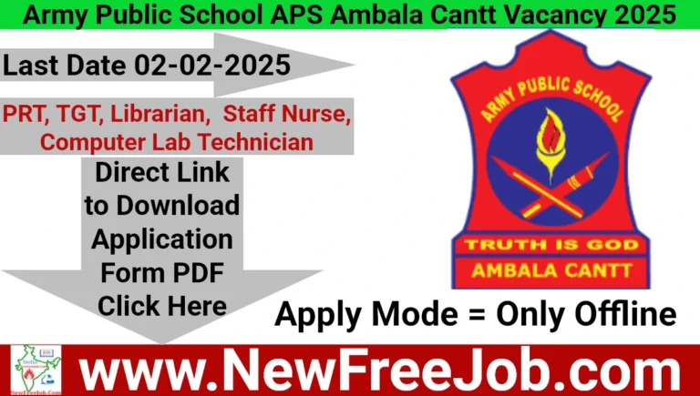 Army Public School APS Ambala Vacancy