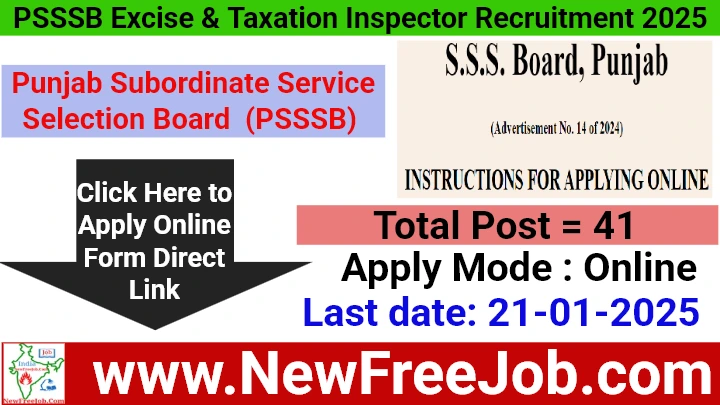 PSSSB Excise and Taxation Inspector Recruitment 2025