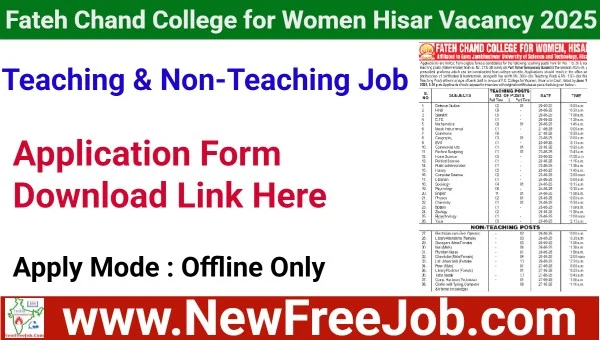 FC College Hisar Vacancy 2025