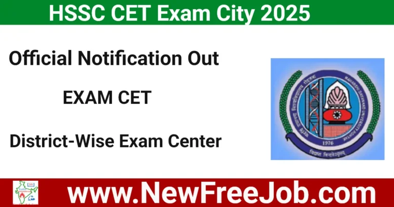HSSC CET Exam City 2025