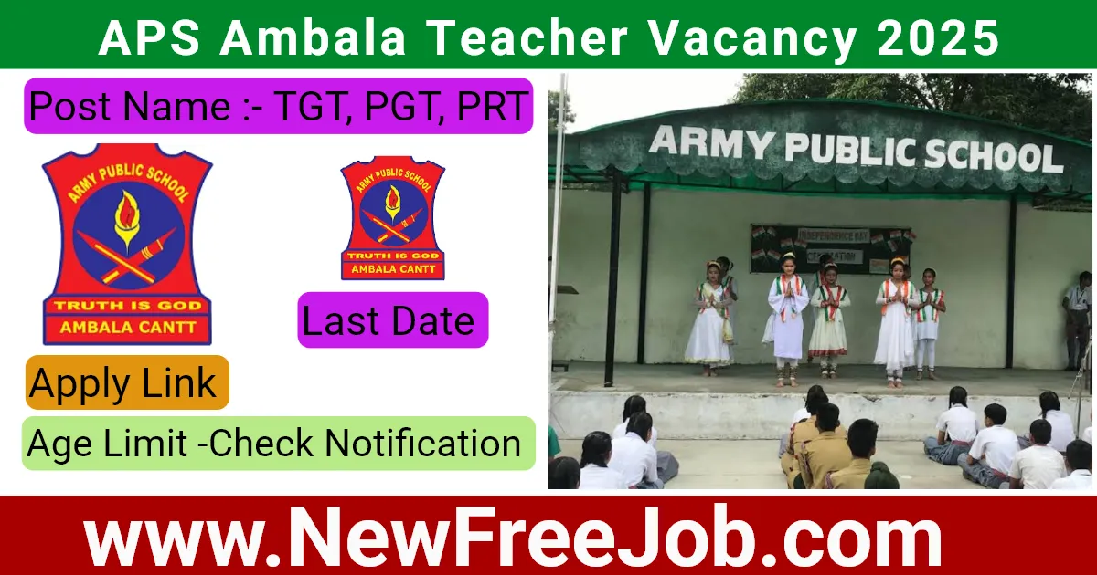 APS Ambala Teacher Vacancy 2025