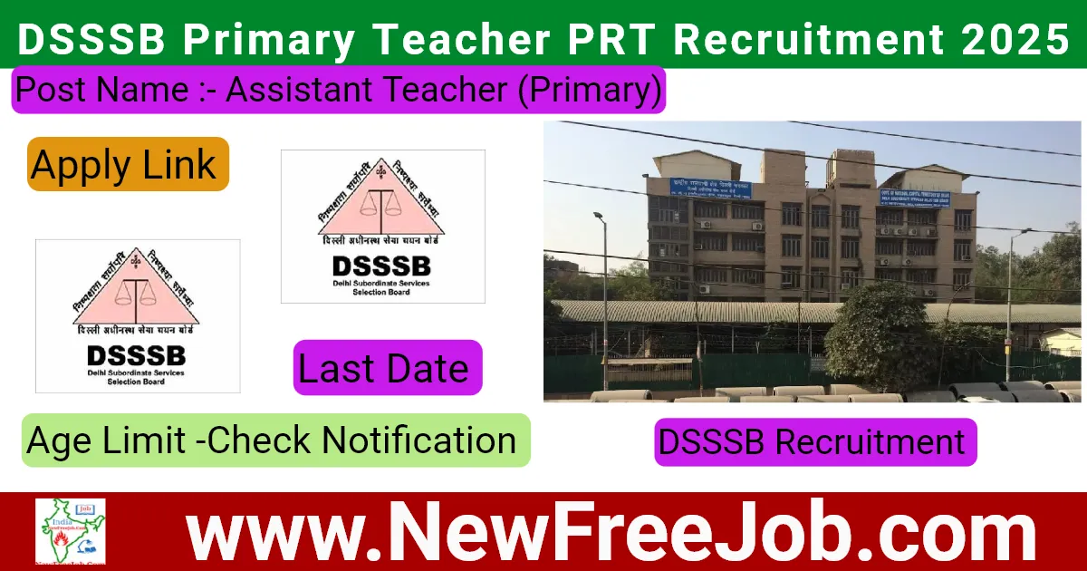 DSSSB Primary Teacher PRT Recruitment 2025