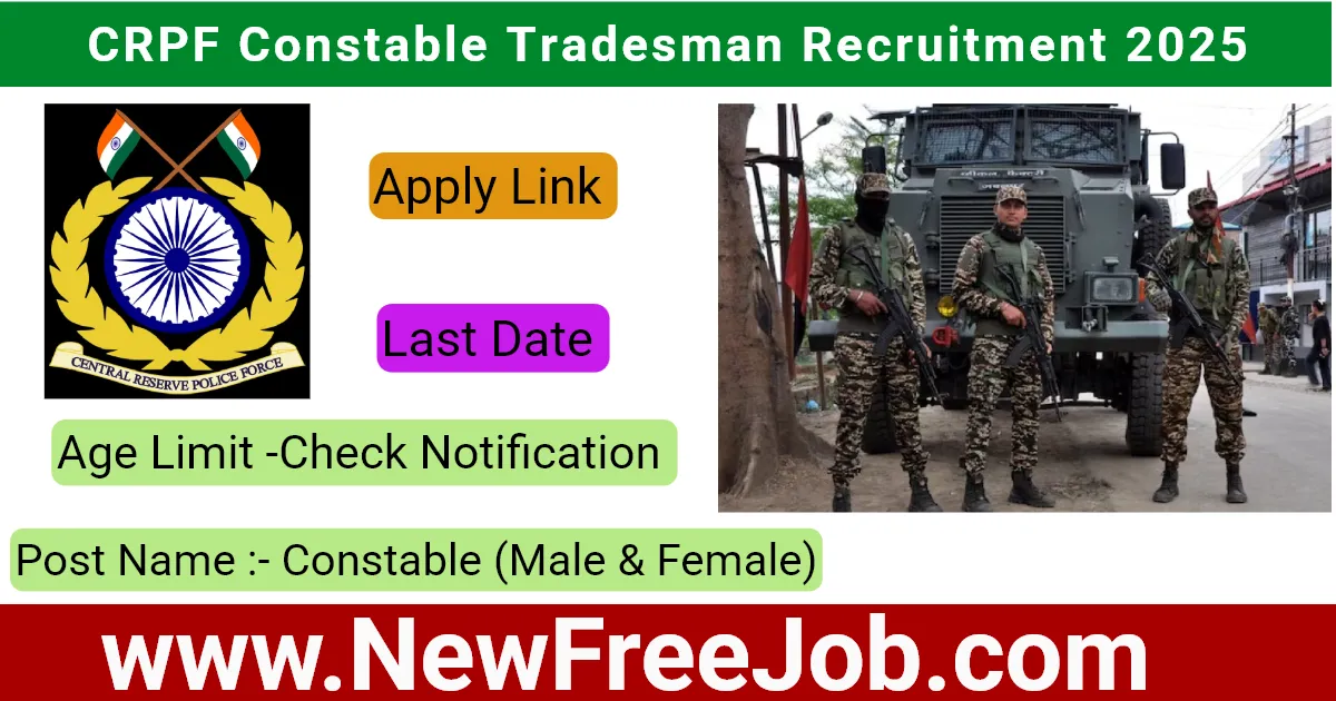 CRPF Constable Tradesman Recruitment 2025