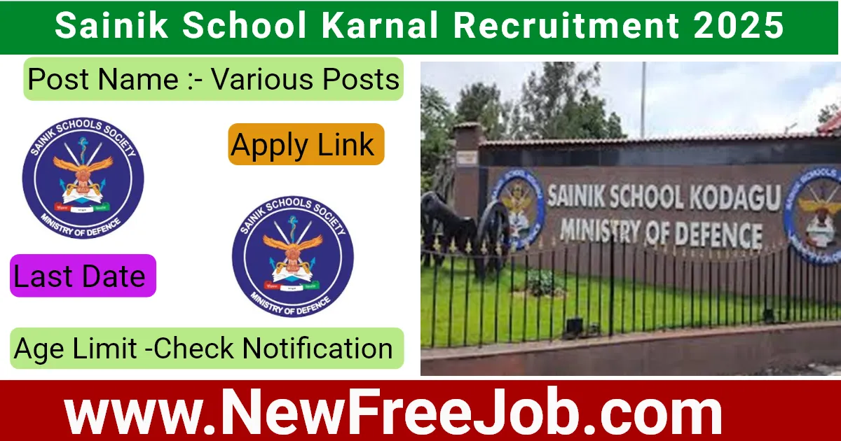 Sainik School Karnal Recruitment 2025